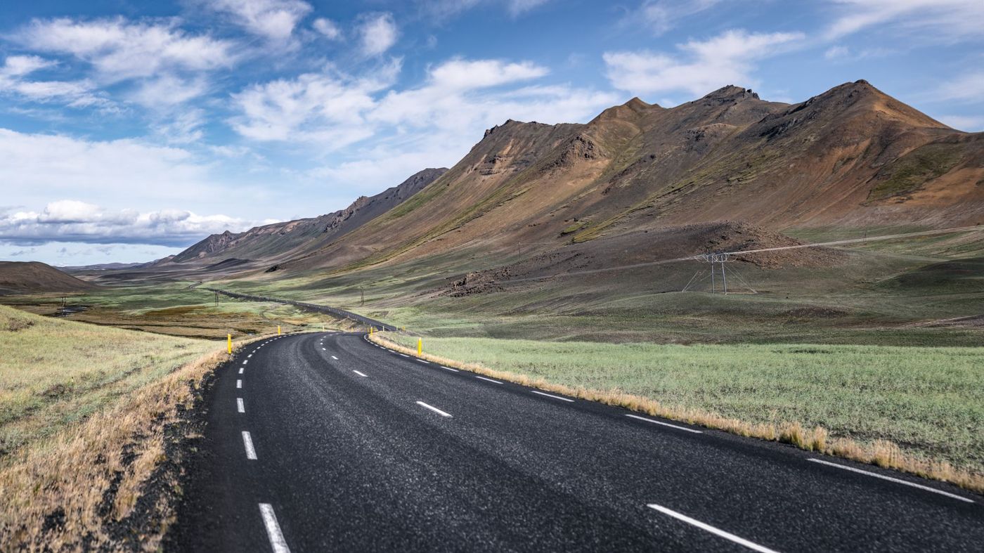 Coach on Route 1 along Iceland's south coast