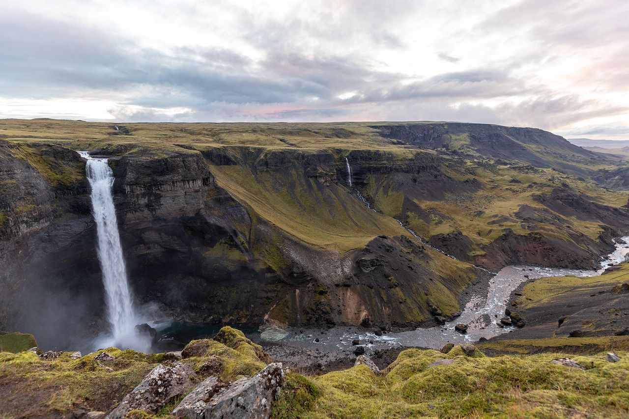 Golden Circle waterfall visited during a daytime stop on a northern lights package