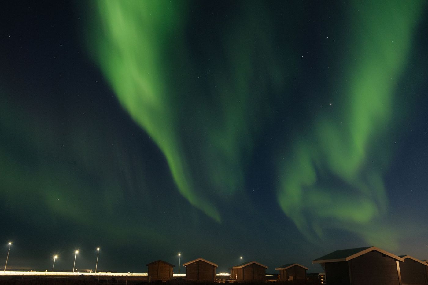 Northern lights over the Icelandic countryside