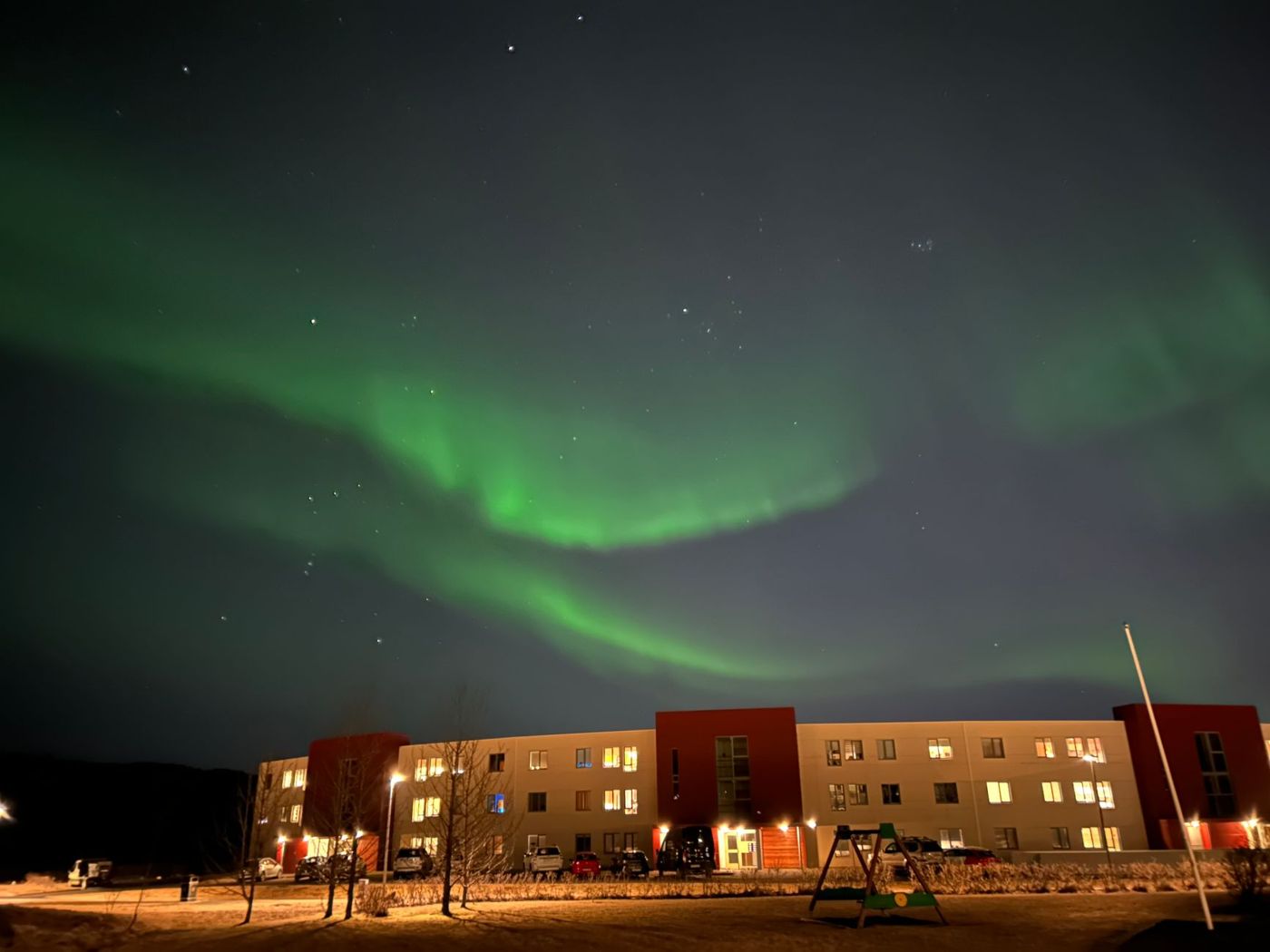 Northern lights over Reykjavik in March
